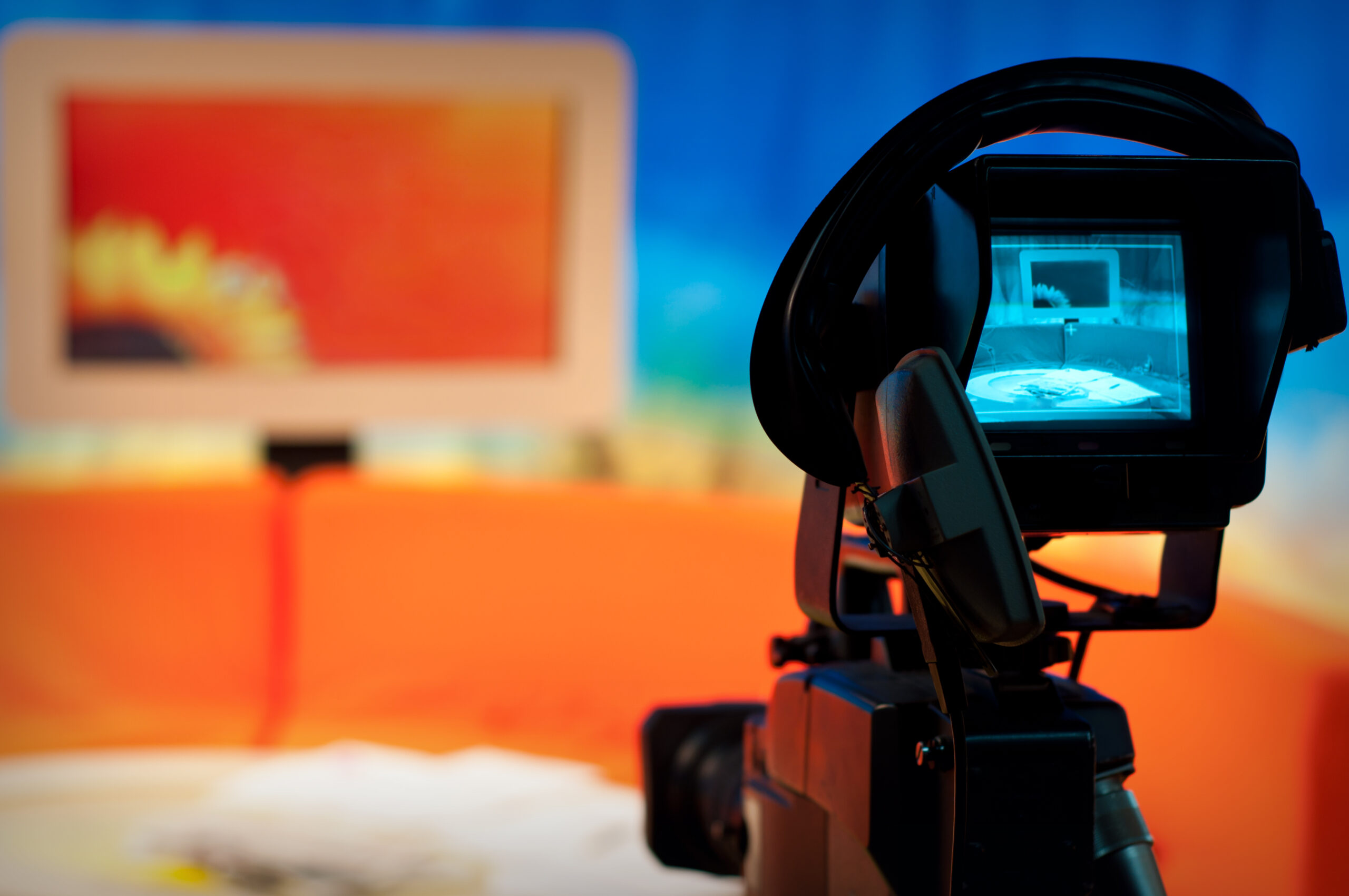 A video camera viewfinder - recording a show in a TV studio for medical experts to evaluate results